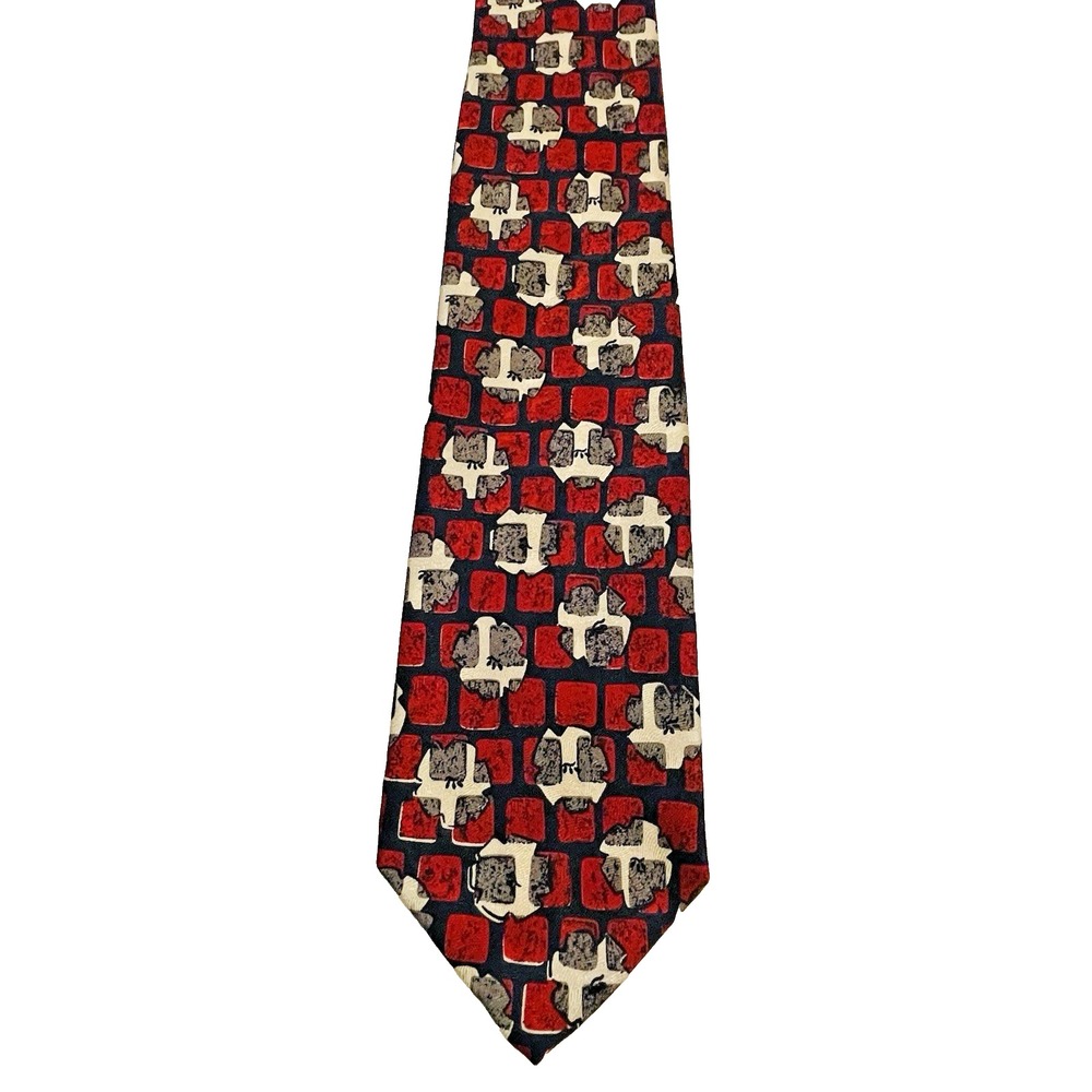 Robert Talbott Studio Nordstrom Extra Long Silk Red Blue Gray Mens Tie 4"x61.5"